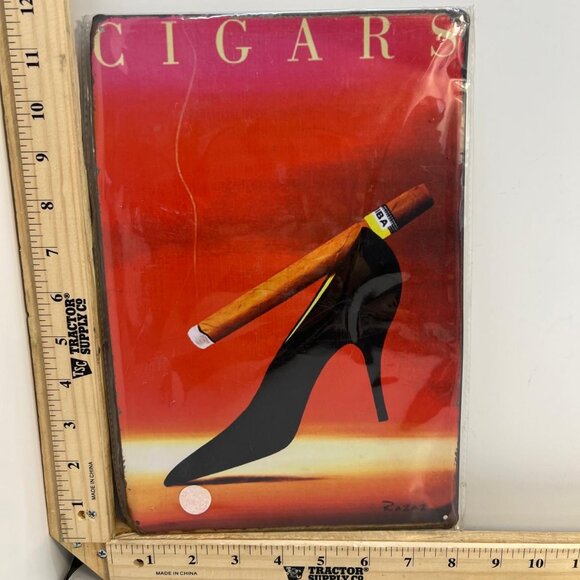 Other - Vintage Cigars Metal Tin Sign Razaz Art High Heel Shoe Wall Decor 12x8